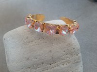 Peach Delite Cushion Cut Crystal Metal Cuff in Gold Adjustable Bangle Statement Jewelry for Women Bohemian Bracelet Birthday Gift for Mom