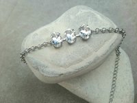 Diamond Clear Oval Crystal Tennis Bracelet in Rhodium | Forget me not Jewelry | Sister Gift