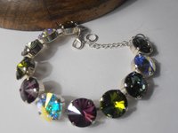 Multicolor Crystal Rivoli Bracelet / 12mm Tennis Cup chain 1122 / Statement Jewelry / Christmas Gift for Women