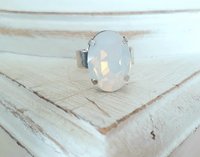 Aquamarine Crystal Silver Cuff Ring | Jewelry for Women