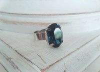 Aquamarine Crystal Silver Cuff Ring | Jewelry for Women