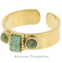 Semi Precious Stone Band Ring in Gold