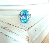 Aquamarine Crystal Silver Cuff Ring | Jewelry for Women