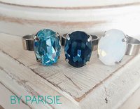 Aquamarine Crystal Silver Cuff Ring | Jewelry for Women