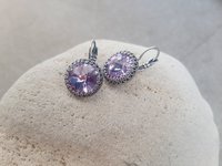 Provence Lavender Rivoli Dangle Earrings in Antique Silver | Crystal Jewelry