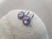 Provence Lavender Rivoli Dangle Earrings in Antique Silver | Crystal Jewelry