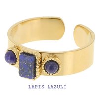 Semi Precious Stone Band Ring in Gold