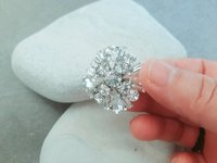 Diamond Crystal Clear Brooch for Clothes | Rhinestone Cluster Brooches for Coat Gift for Grandma