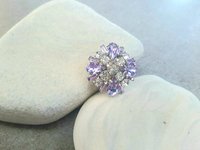 Lilac Purple Brooch for Clothing | Rhinestone Pin Embellishment for Scarf 