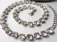 Crystal Clear Rivoli Tennis Necklace in Silver | Anna Wintour Jewelry Set