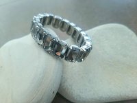 Montana Blue Crystal Stretch Bracelet in Platinum | Emerald Cut Cuff Jewelry 