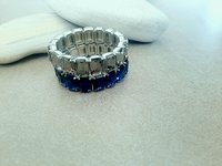 Montana Blue Crystal Stretch Bracelet in Platinum | Emerald Cut Cuff Jewelry 