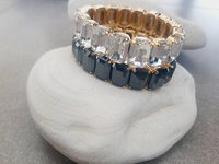 Crystal Golden Shadow Stretch Bracelet Emerald in Gold | Emerald Cut Statement Cuff 