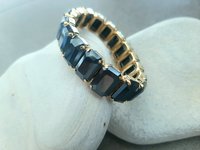 Montana Blue Crystal Stretch Bracelet in Platinum | Emerald Cut Cuff Jewelry 