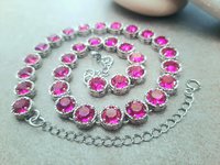 Fuchsia Crystal Necklace | Platinum Jewelry Art Deco Rhinestone Collet for Women