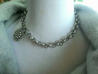 Metal Chunky Chain Necklace with Flower Charm