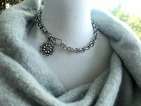 Metal Chunky Chain Necklace with Flower Charm