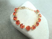 Hyacinth Orange Tennis Bracelet in Gold | Crystal Jewellery for Women