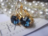 Dark Blue Montana Dangle Earrings in Gold | Dainty Women Jewelry