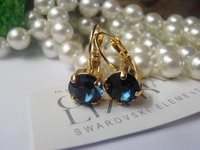 Dark Blue Montana Dangle Earrings in Gold | Dainty Women Jewelry