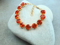 Hyacinth Orange Tennis Bracelet in Gold | Crystal Jewellery for Women