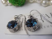 Dark Sapphire Blue Dangle & Drop Earrings / Art Deco Montana Hook Earrings / Women Jewelry / Gift for Girls