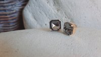 Black Diamond Crystal Post Earrings in Gold - Handmade Jewelry