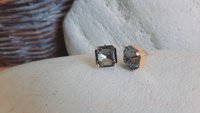 Black Diamond Crystal Post Earrings in Gold - Handmade Jewelry