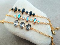 Elegant Black Diamond Oval Bracelet in Gold Plated