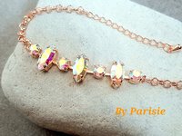 Aurora Borealis Crystal Chain Bracelet - Rose Gold