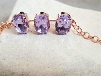 Purple Lavender Crystal Bracelet in Rose Gold | Wife Anniversary Gift