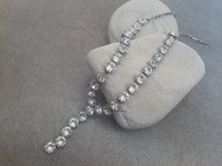 Lariat Y Crystal Necklace in Platinum | Art Deco Wedding Day Jewelry Set 