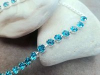 Blue Aquamarine Tennis Necklace 8mm | Graduate Rhinestone Collet for Women 