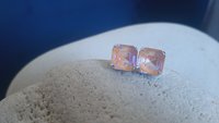 Peach Delight Asscher Cut Post Earrings in Silver - Gift for Mom