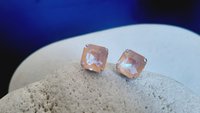 Peach Delight Asscher Cut Post Earrings in Silver - Gift for Mom