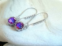 Unique Heliotrope Threader Earrings | Birthday Gift for Partner