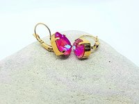 Fuchsia Lacquer Teardrop Earrings | Crystal Pink Pear Earrings