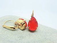 Red Lacquer Pear Dangle Earrings | Watermelon Summer Jewelry 