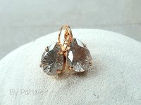 Silver Shade Pear Crystal Gold Earrings