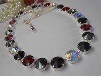 Red Black Rivoli Crystal Necklace, Tennis Choker 12mm, Anna Wintour Jewelry, Women Gift's