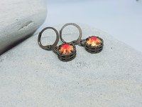 Orange Crystal Huggie Hoop Earrings | Antique Handmade Gift for Daughter