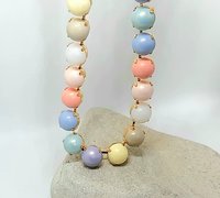 Pastel Pearl Necklace in Gold | Tennis Collet 60's Style Jewelry for Women