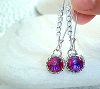 Unique Heliotrope Threader Earrings | Birthday Gift for Partner