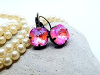 Hot Pink Dangle Earring Set in Antique Bronze Gift for New Mom