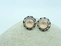 Beige Halo Stud Earring Set | Dainty Wedding Day Jewellery 