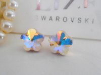 Aurora Borealis Crystal Clover Earrings