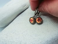 Orange Crystal Huggie Hoop Earrings | Antique Handmade Gift for Daughter