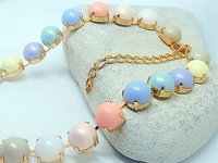 Pastel Pearl Necklace in Gold | Tennis Collet 60's Style Jewelry for Women