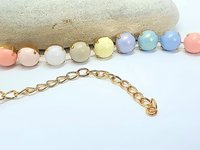 Pastel Pearl Necklace in Gold | Tennis Collet 60's Style Jewelry for Women