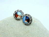 Shimmer Topaz Halo Post Earrings in Stainless Steel | Gift for Daughter